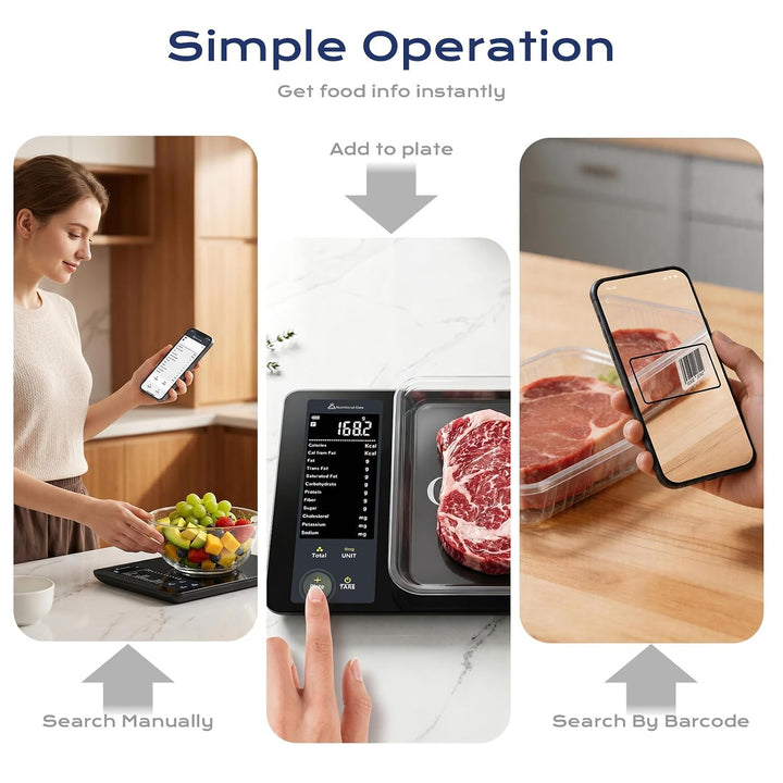 OBEST Digital Bluetooth Küchenwaage mit 30 Nährwertberechnung 10kg/1g | Smart Küchenwaage mit Kalori