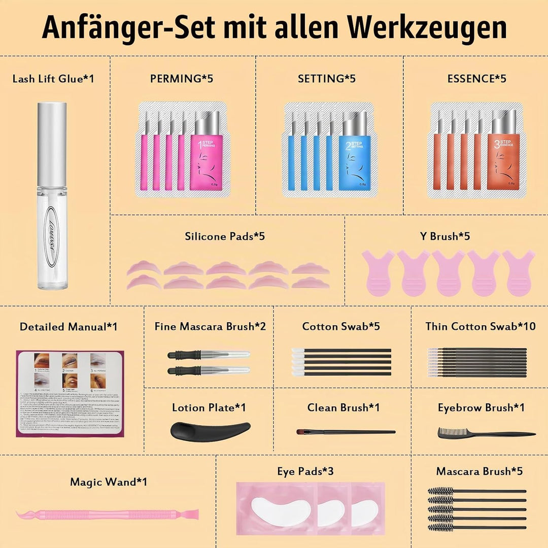 Lomansa Wimpernlifting Set, Lash Lifting Set, 10 Anwendungssäckchen für Wimpernlift und Augenbrauen