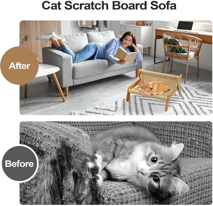 Kratzsofa Katzenbett | Kätzchen Kratzcouch - Sisal Holz Möbelschoner mit Ruheplatz gegen Langeweile