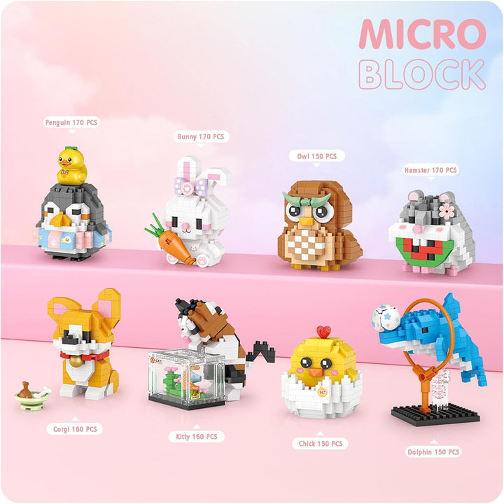 MEIEST 8 PCS Mini Tiere Bausteine Set,Tier Themed Sammlung BAU Ziegel Spielzeug,Nette Wohnkultur