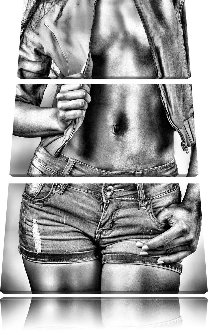 Pixxprint Monocrome, Sexy Woman 3-Teiler Leinwandbild 120x80 Bild auf Leinwand