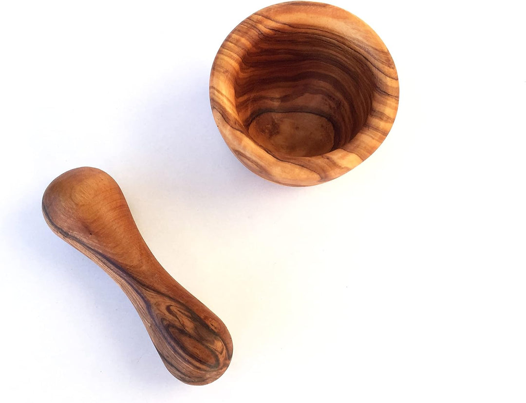 Mini Mörser mit Stössel, Küchenmörser, Gewürzmörser, aus Olivenholz in Handarbeit