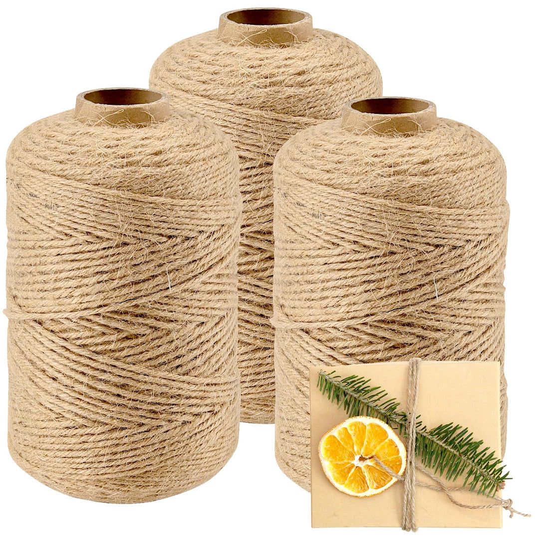 3 Stück 500m x 2mm Juteschnur, Jute Kordel Juteseil geflochten, Garten Kordel Jute Paketschnur Baste