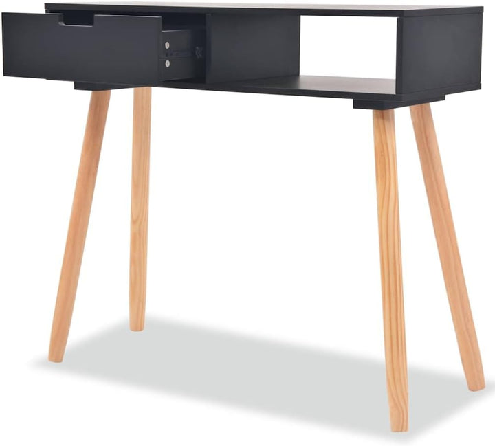 vidaXL Pinienholz Massiv Konsolentisch Schreibtisch Tisch Konsole Ablagetisch Schwarz, Schwarz