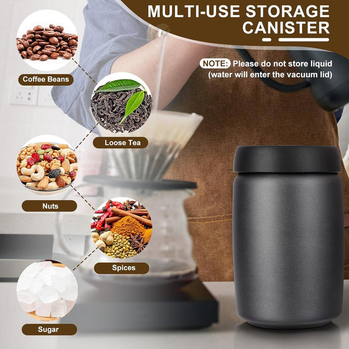 Cozary Kaffeebehälter aus Edelstahl, 1.2L Vakuum Kaffeedose Luftdicht, Kaffeebohnen Behälter mit Vak