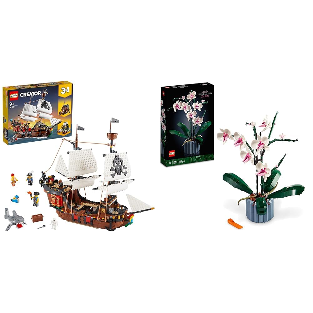 LEGO 31109 Creator 3-in-1 Piratenschiff Set & 10311 Icons Orchidee Bundle mit Orchidee Set, Bundle m