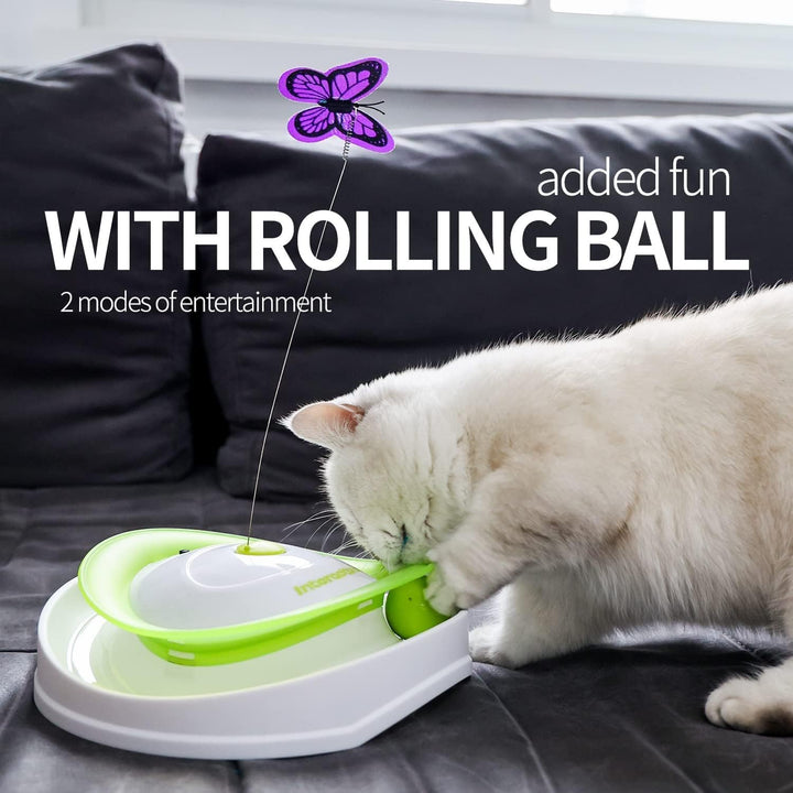 ALL FOR PAWS 2 in 1 Interaktives Katzenspielzeug zum Umrollen von Flattern, interaktives Katzenspiel