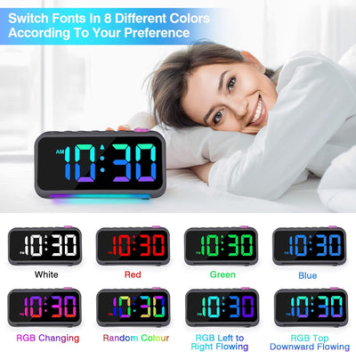 Wecker Kinder Erwachsene, Wecker Digital mit 7 Farben Nachtlicht, Dynamische RGB Wecker, 6" Wecker m