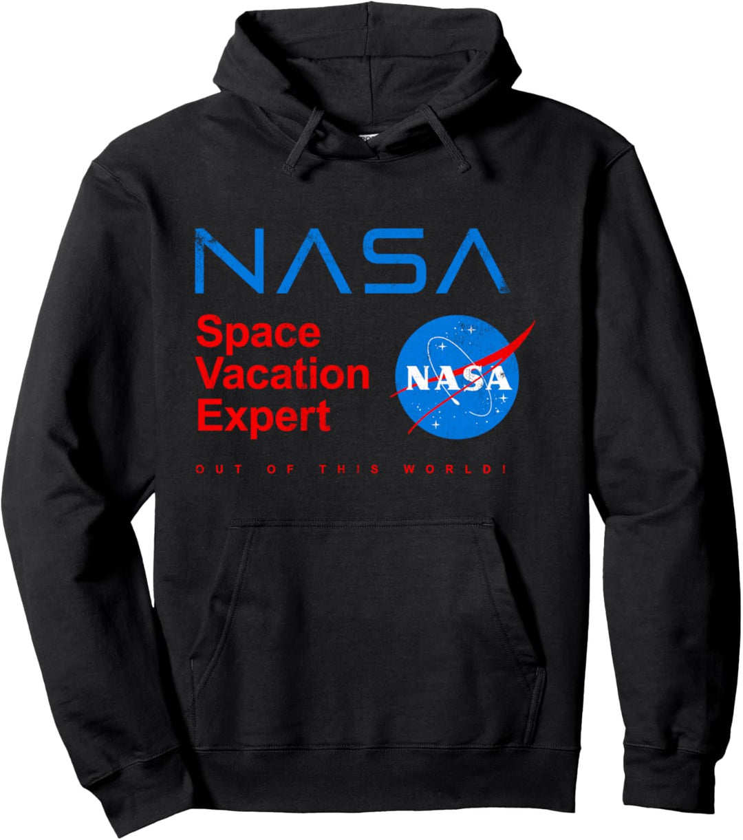 NASA Space Vacation Expert Text Logo Pullover Hoodie