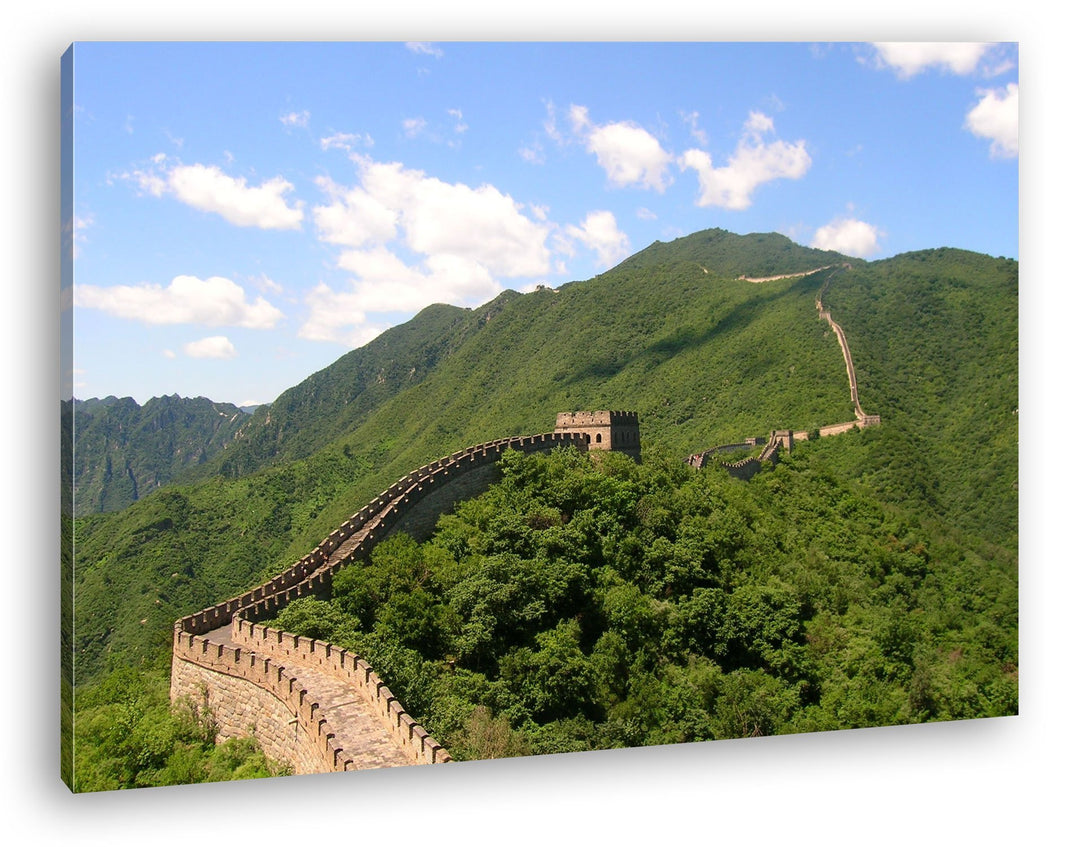die Grosse Chinesisches Mauer Format: 100x70 als Leinwandbild, Motiv fertig gerahmt auf Echtholzrahm