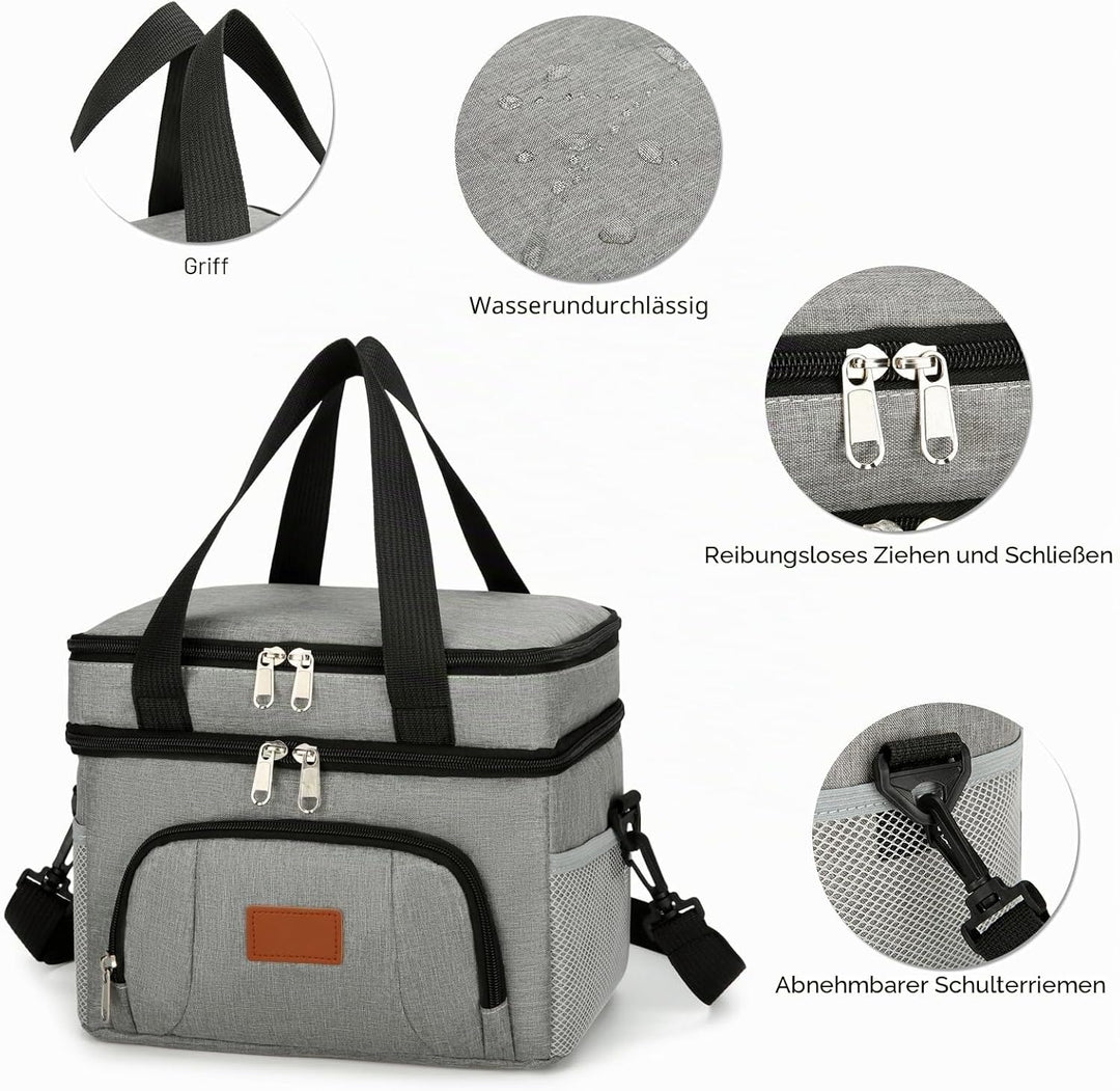 JANSBEN Kühltasche Klein Faltbar für 12 Dosen, Lunchtasche Isoliertasche mit 6 Fächern, Thermotasche