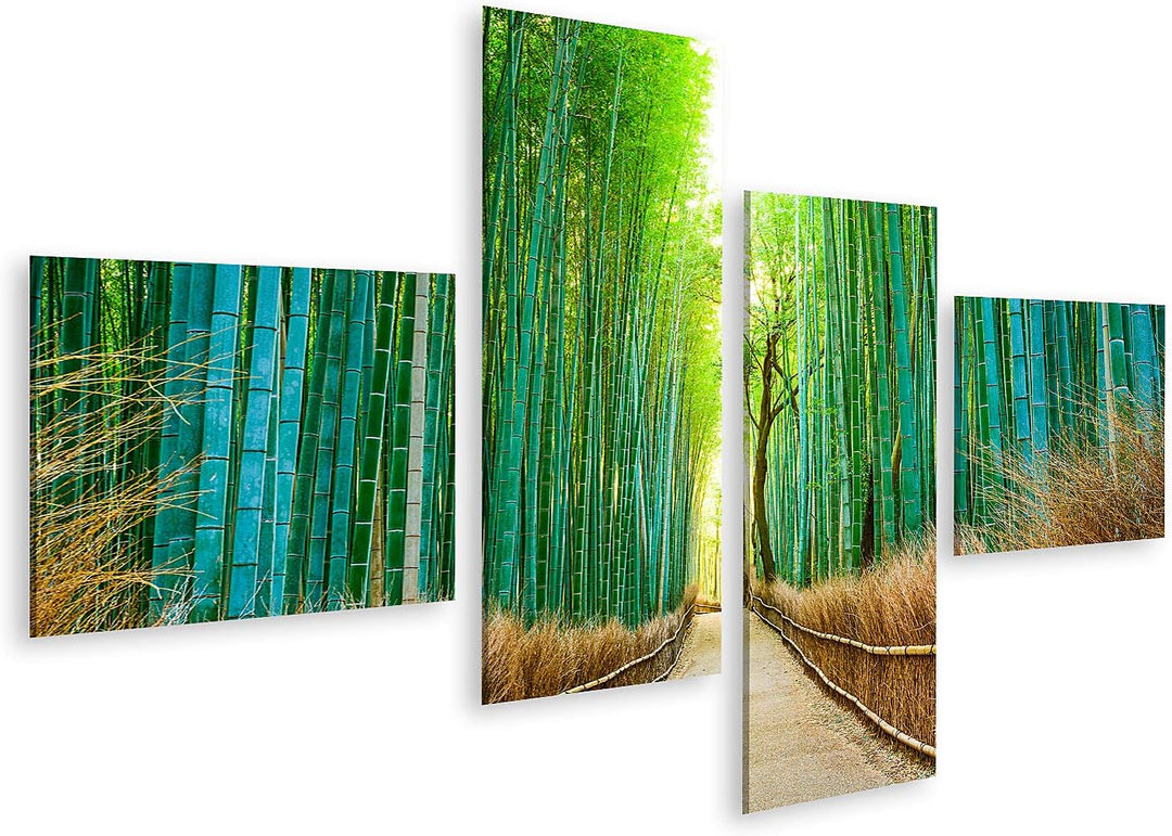 islandburner Bild auf Leinwand Kyoto Japan Bambus Wald Bilder Wandbilder Poster Leinwand 150x80cm -