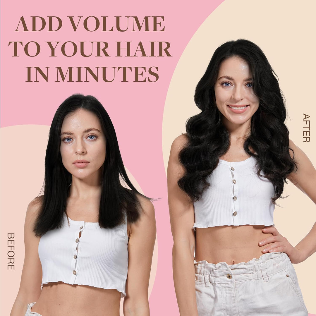 GOO GOO Clip in Extensions Echthaar, Echthaar Extensions Clip, 35cm 150g 9pcs, Extensions Echthaar,