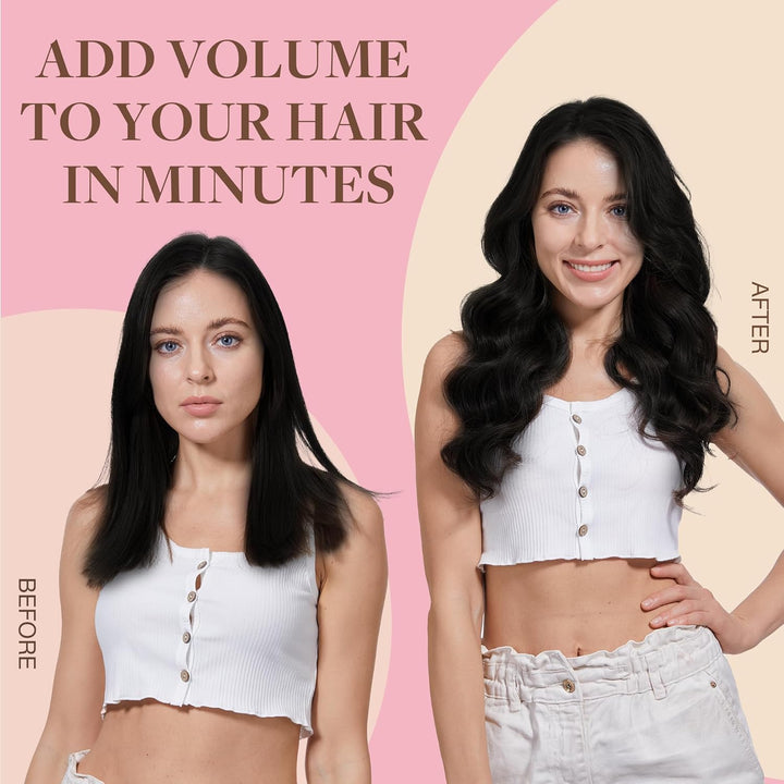 GOO GOO Clip in Extensions Echthaar, Echthaar Extensions Clip, 35cm 150g 9pcs, Extensions Echthaar,