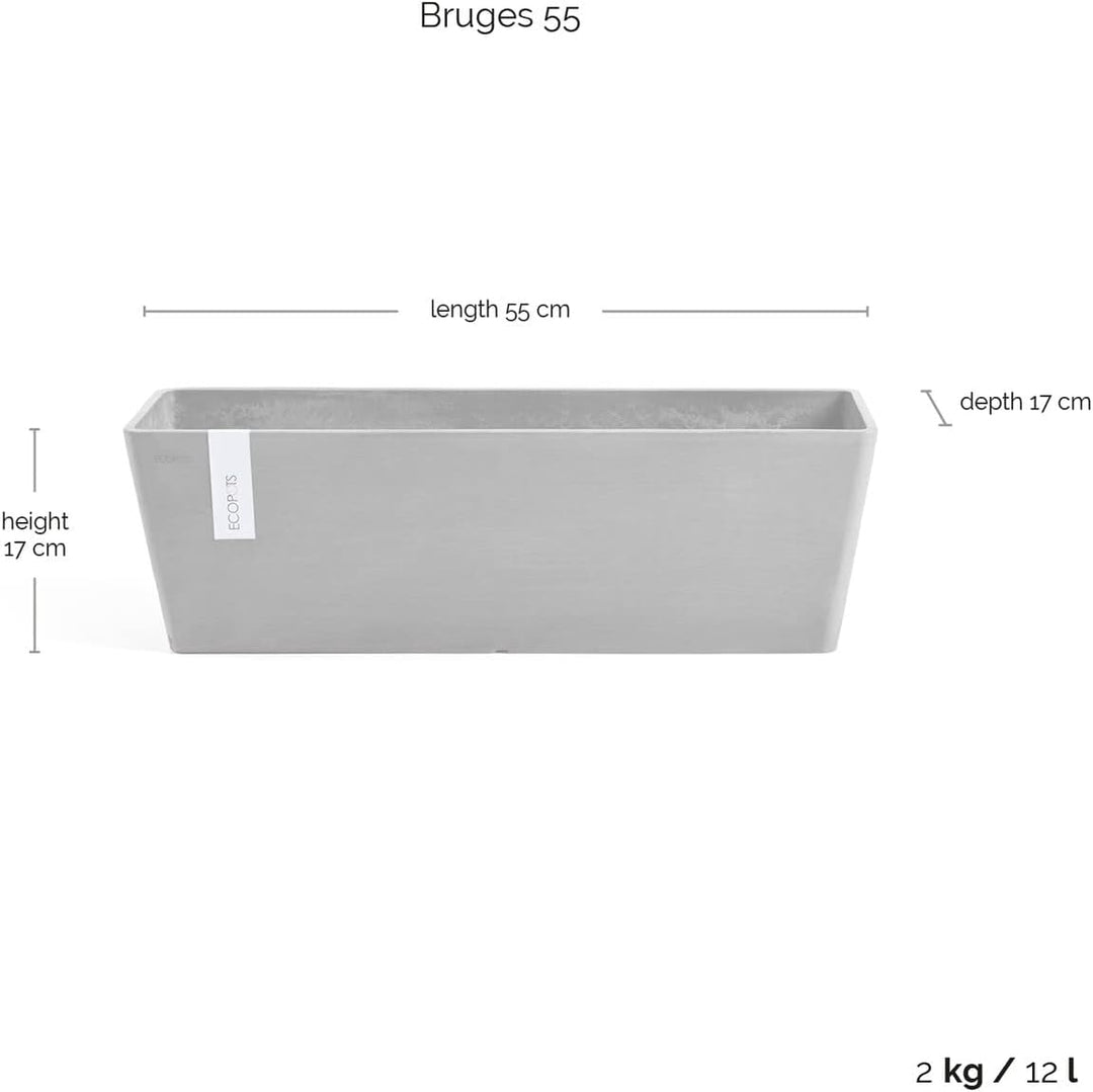 ECOPOTS Balkonkasten Bruges Dunkel Grau - 55 x 17 cm mit Wasserversorgung rechteckig - Pflanzentopf