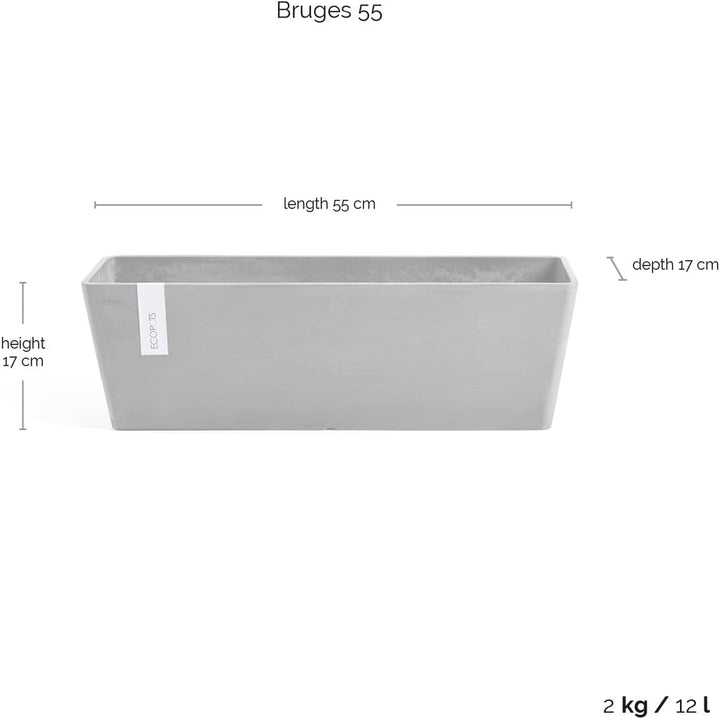 ECOPOTS Balkonkasten Bruges Dunkel Grau - 55 x 17 cm mit Wasserversorgung rechteckig - Pflanzentopf