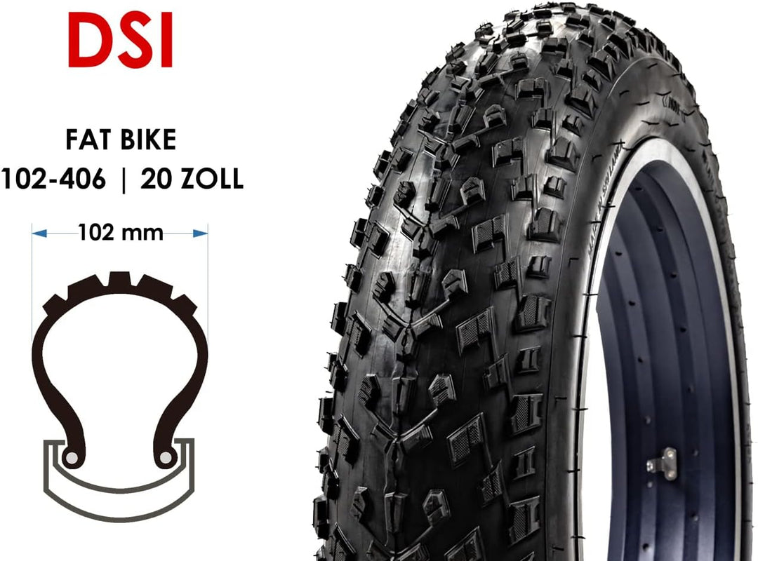 DSI 20 Zoll Fahrrad Reifen 20x4.00 Fat Bike 102-406 MTB Tire schwarz