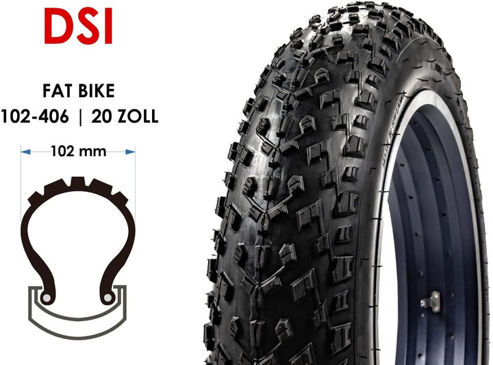 DSI 20 Zoll Fahrrad Reifen 20x4.00 Fat Bike 102-406 MTB Tire schwarz