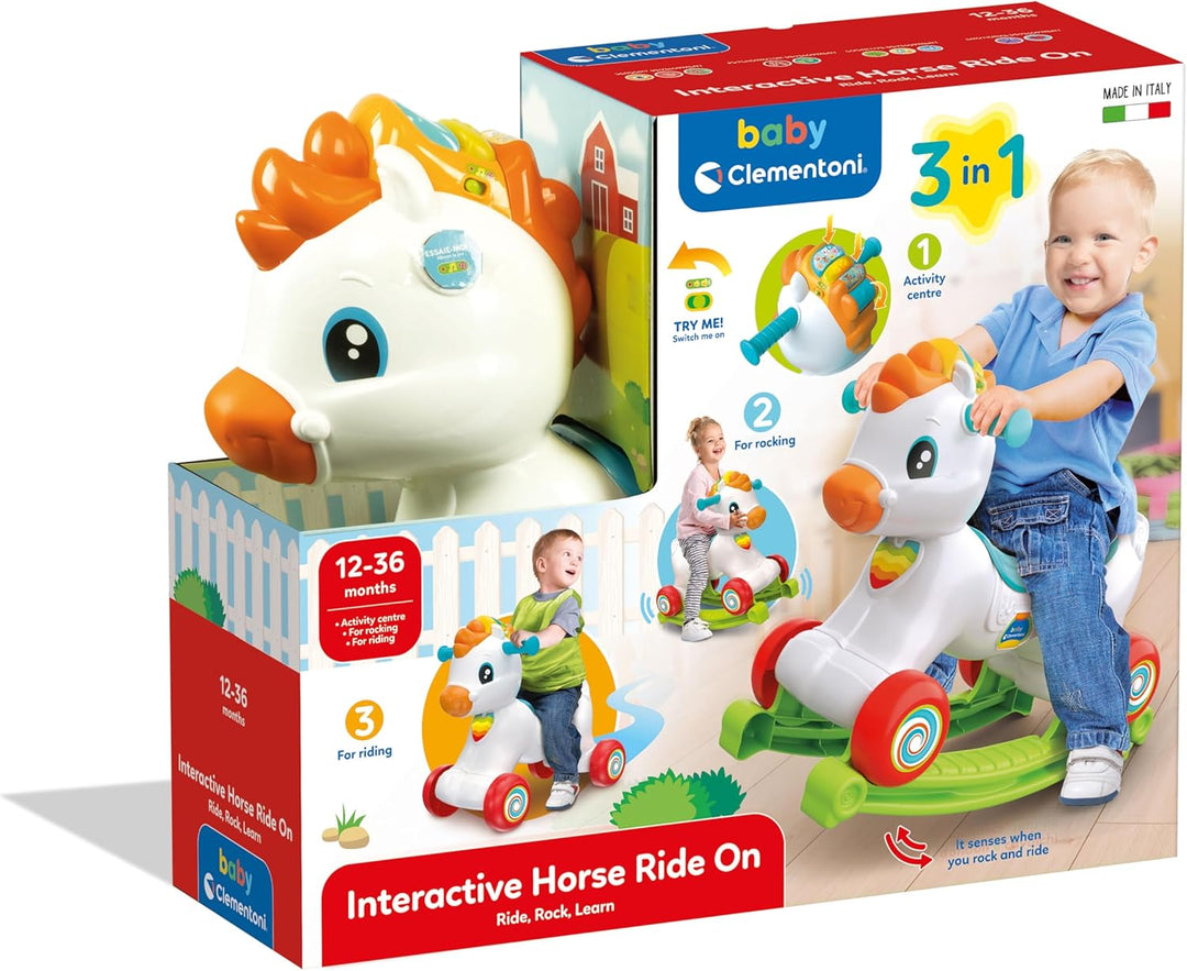 Baby Clementoni 3 in 1 Schaukel-Pony - Schaukelspielzeug für Babys &amp; Kleinkinder ab 12 Monaten - 178
