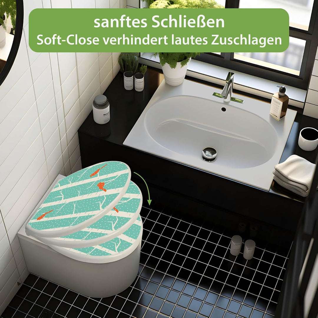 banjado Toilettendeckel mit Absenkautomatik 44,5x37cm - Soft Close Toilettensitz - WC Sitz mit Absen