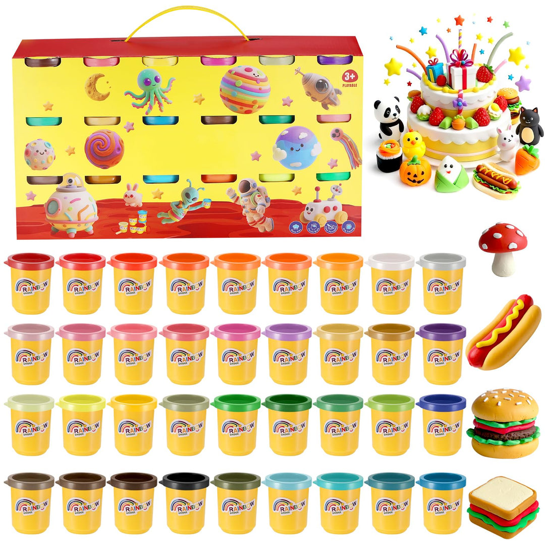36er Pack Knete Set für Kinder, Kinderknete, Knetmasse für Fantasievolles und Kreatives Spielen, Kne