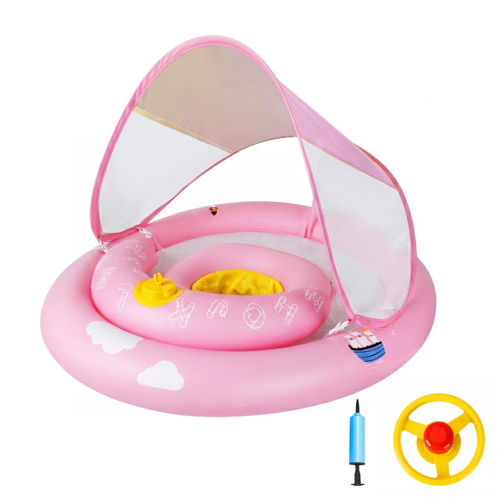 MYCARBON Baby Schwimmring mit verstellbare Schwimmsitz UPF50+ Sonnendach Spielzeug für Kinder Schwim