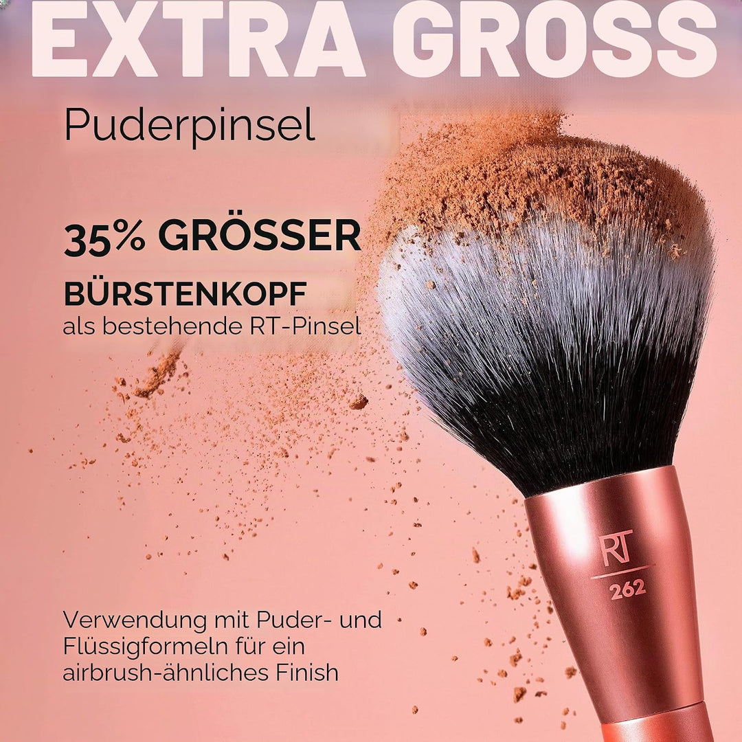 Real Techniques Extra grosser Puderpinsel, grosser Make-up-Pinsel für Puder, flauschiger Kopf für Al