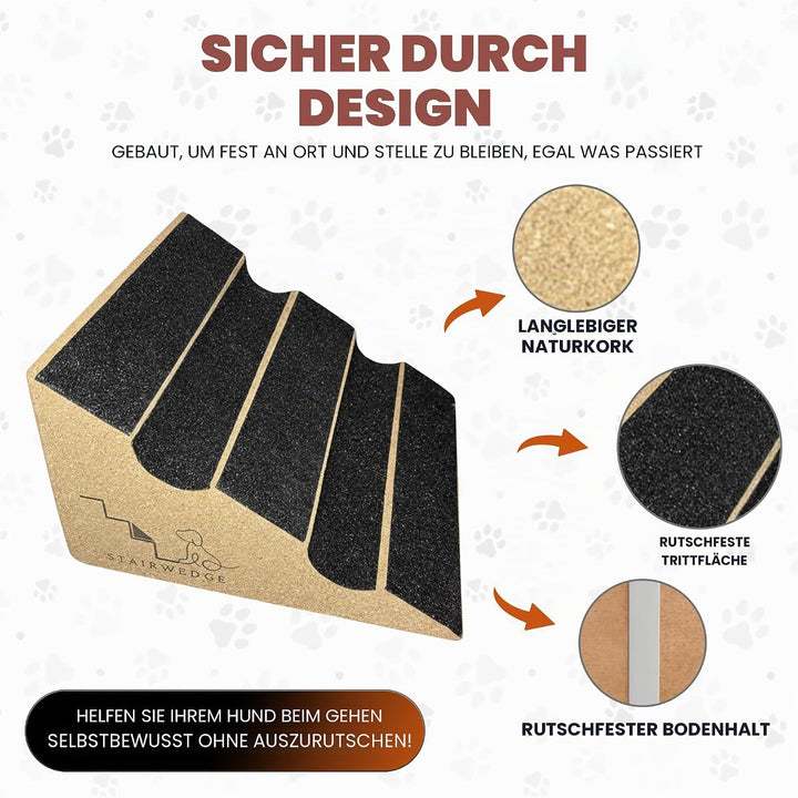 Hundetreppe – Einzelne, weiche Teppichrampe für Haustiere, geriffelte Sicherheitsstufe für sicheres