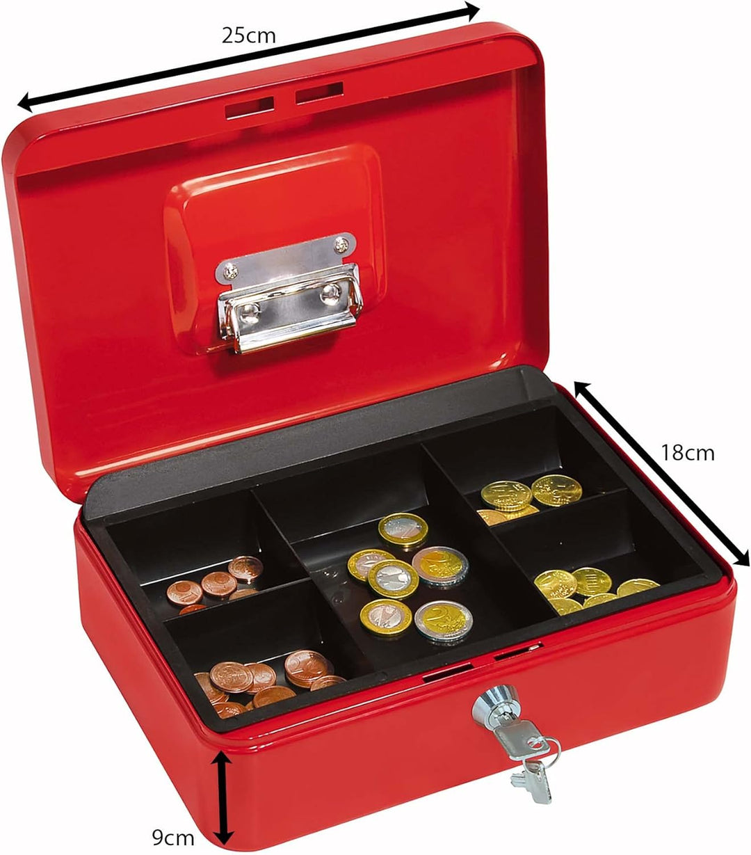 Wedo 145302H Geldkassette (aus pulverbeschichtetem Stahl, versenkbarer Griff, Geldnoten- und Belegek