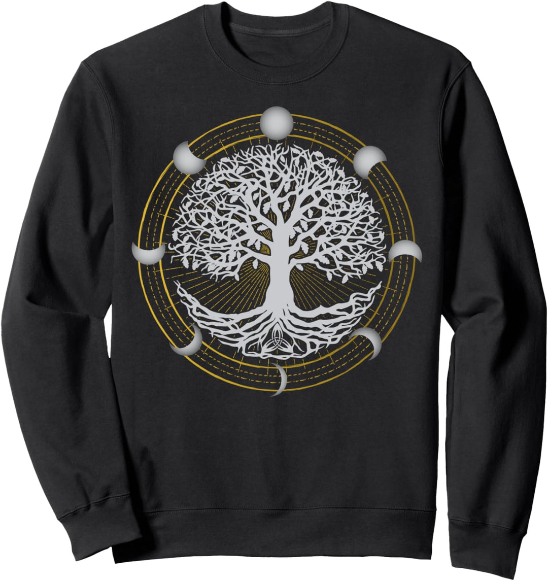 Mondphasen Yggdrasil Baum Weltesche Mythologie Weltenbaum Sweatshirt