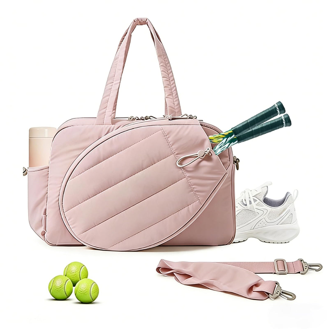 Badminton Tasche Damen 48×19×31 cm, Puffer Sporttasche Gross, Tennistasche mit Schlägerfach, Reiseta