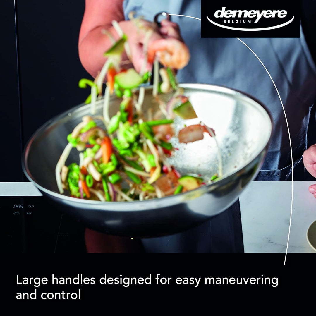 demeyere Senses Hochwertiger Wok fuer Induktion und alle anderen Herdarten, Wokpfanne aus pflegeleic