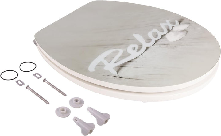 SITZPLATZ® WC-Sitz mit Absenkautomatik, Wellness Dekor Relax, High Gloss Toilettensitz mit Holz-Kern