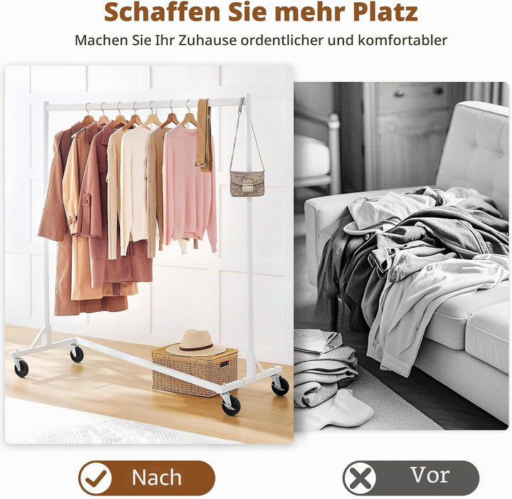 Hoctieon Schwerlast Kleiderständer auf Rollen Weiss 1 Stück, Weiss 1 Stück