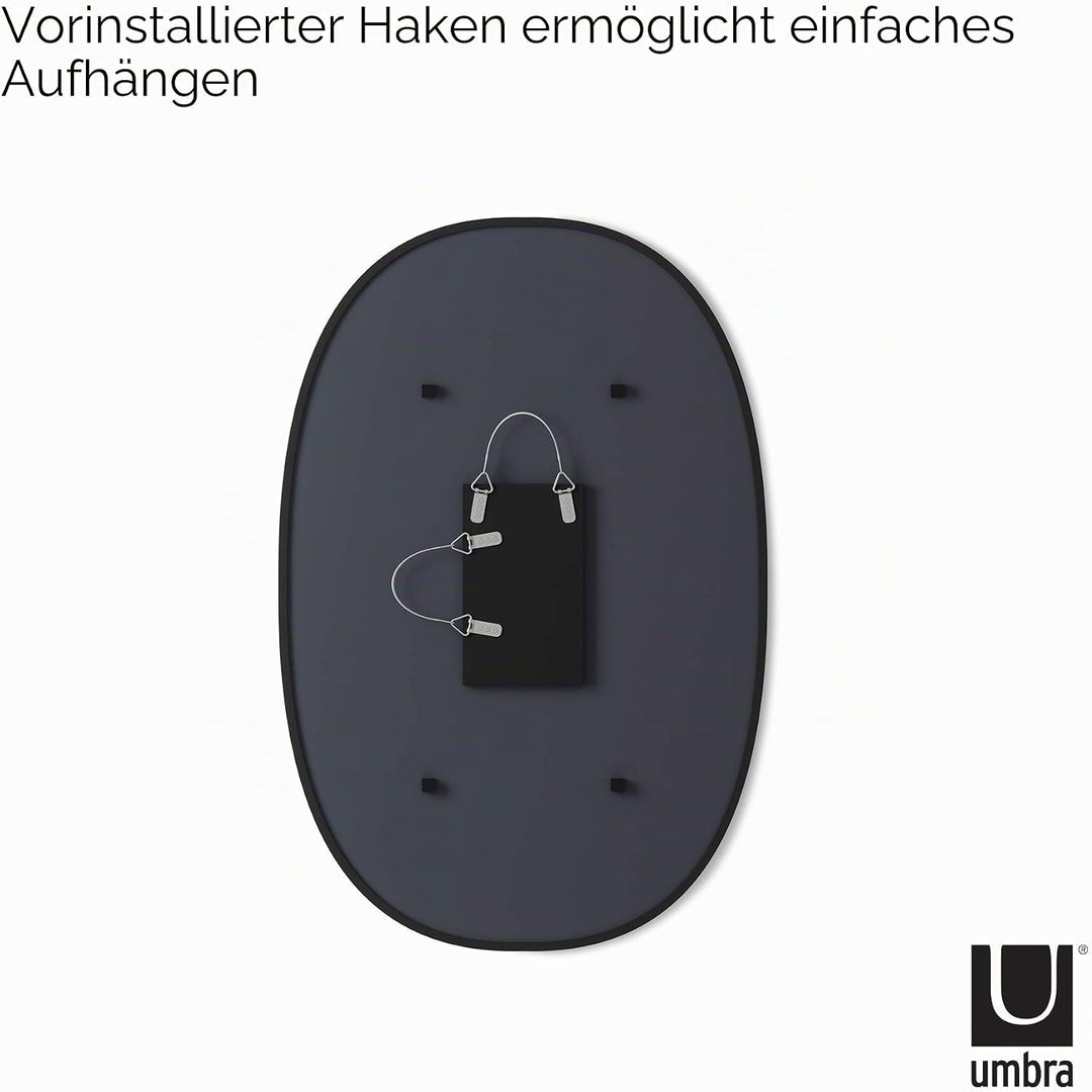 Umbra Hub Wandspiegel – Ovaler Spiegel für Diele, Badezimmer, Wohnzimmer und Mehr, Schwarz, 61x91 cm