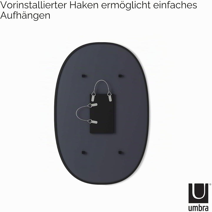 Umbra Hub Wandspiegel – Ovaler Spiegel für Diele, Badezimmer, Wohnzimmer und Mehr, Schwarz, 61x91 cm