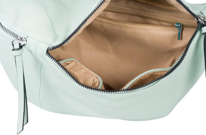 styleBREAKER Damen Halbmond Crossbody Schultertaschen Set 3-Teilig, Schultergurt mit Muster, Schlüss