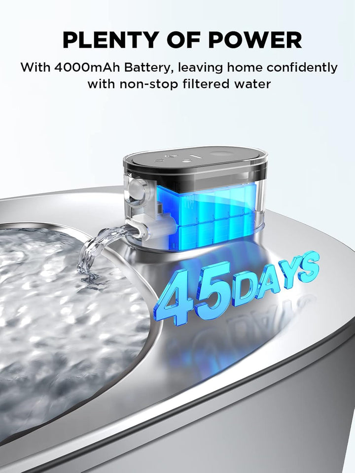 Batteriebetriebener Katzentrinkbrunnen Kabellos mit Bewegungsmelder aus Edelstahl Trinkbrunnen für K