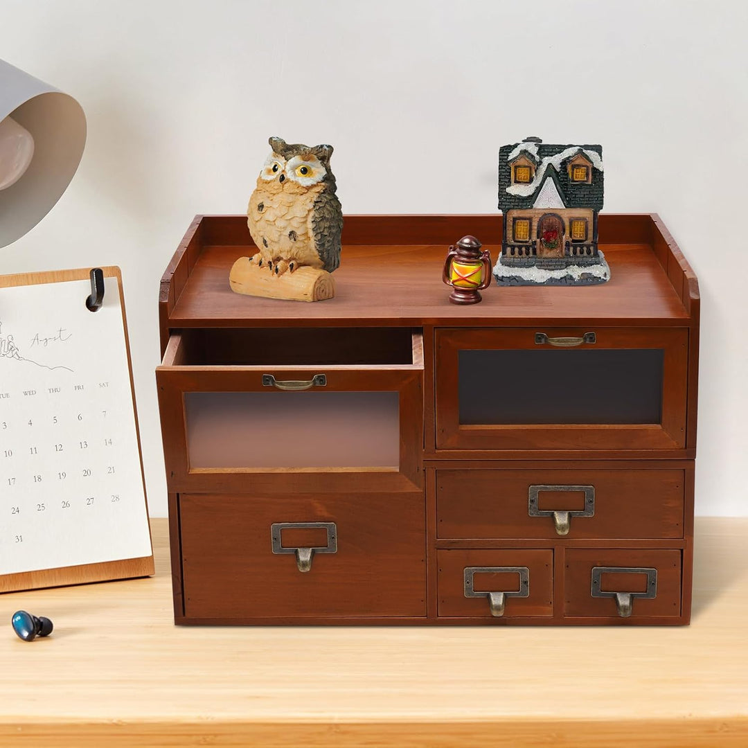Mini Kommode mit 6 Schubladen, Vintage Schubladenbox Holz Apothekerschrank Organizer Desktop Storage
