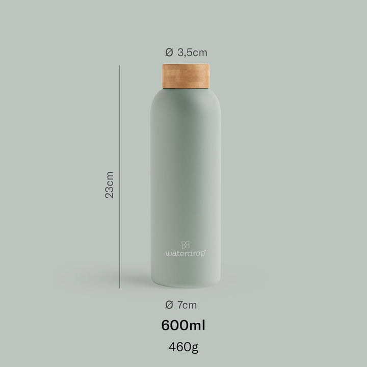 waterdrop® Edelstahl Trinkflasche 600ml - auslaufsichere Trinkflasche Kohlensäure geeignet & BPA fre