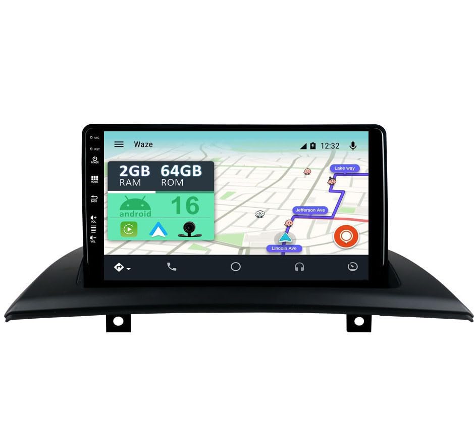 [2+64GB] Android 16 Autoradio mit Navi für BMW X3 E83 (2004-2012)-CarPlay/Android Auto/GPS/Lenkradst