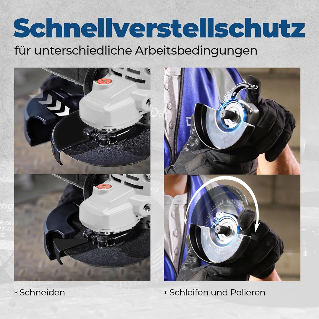 DongCheng Winkelschleifer 1100W, 125mm, Leerlaufdrehzahl:11.800min-1, Schnellverschlussabdeckung, Zu