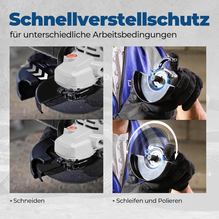DongCheng Winkelschleifer 1100W, 125mm, Leerlaufdrehzahl:11.800min-1, Schnellverschlussabdeckung, Zu