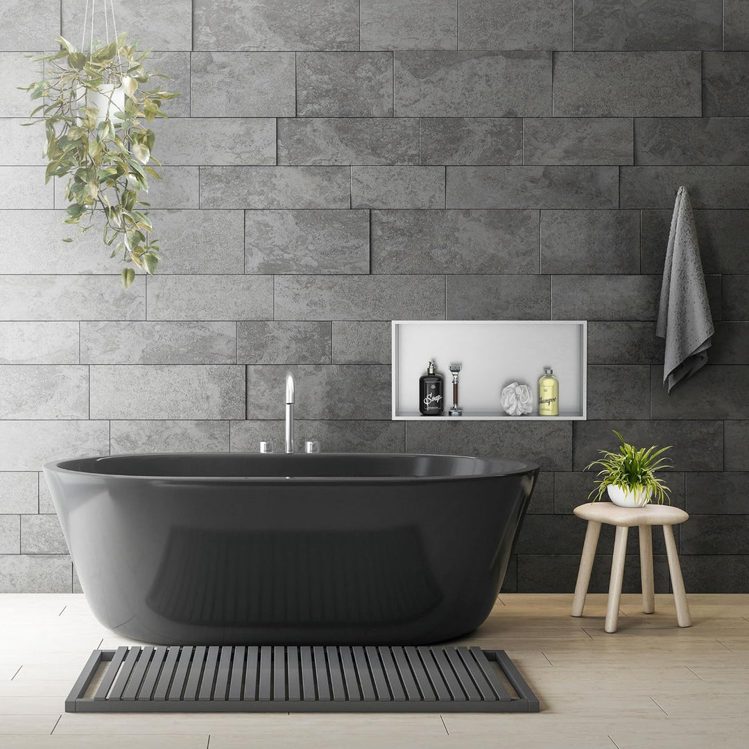 LuxeBath Wandnische aus Edelstahl, 60x30x10 cm, Silber, Duschnische mit Rahmen, Einbauregal, Flexibl