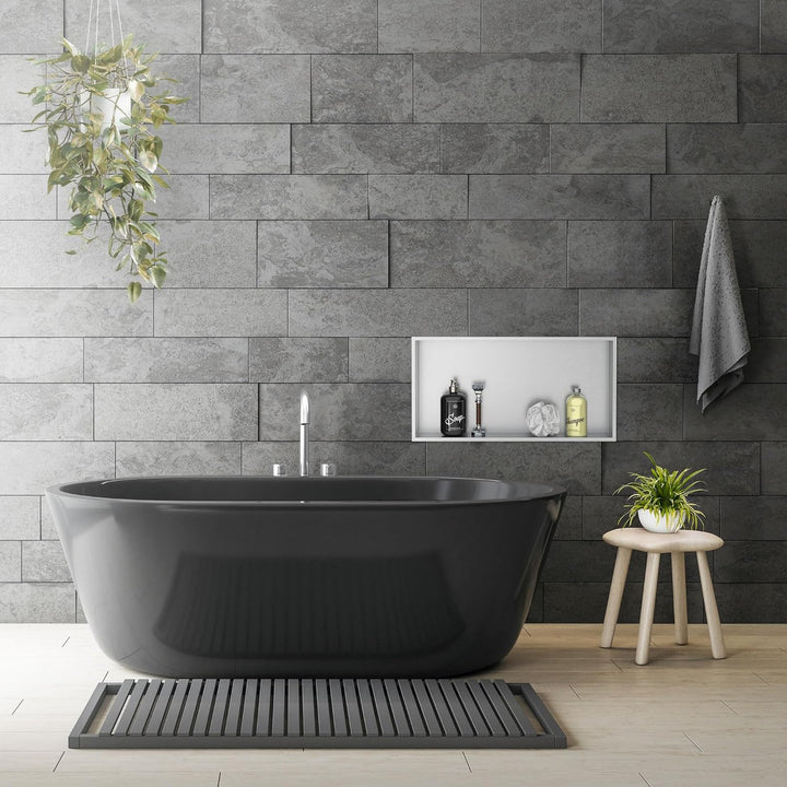 LuxeBath Wandnische aus Edelstahl, 60x30x10 cm, Silber, Duschnische mit Rahmen, Einbauregal, Flexibl