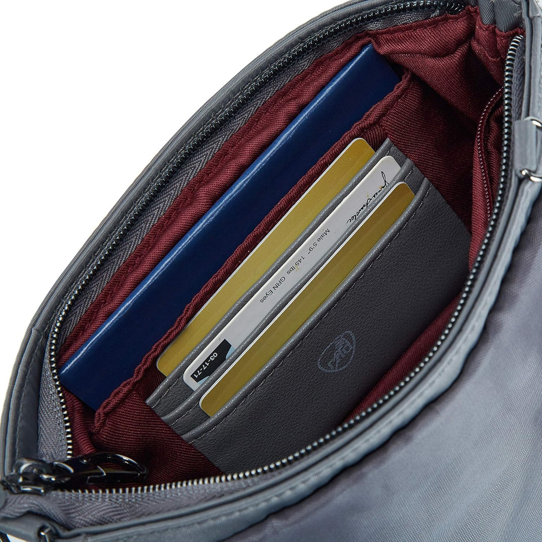 Travelon Unisex Addison Convertible Crossbody, Anti-Diebstahl, Gürteltasche, grau, Grau