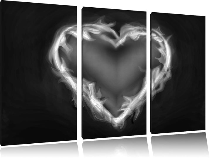 Pixxprint Herz aus Feuer als Leinwandbild | Grösse: 3 Teilig (120x80) | Wandbild| Kunstdruck | ferti