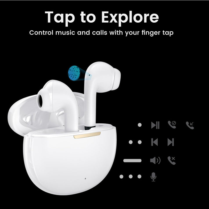 yobola Kopfhörer Kabellos Bluetooth 5.4, Semi-In-Ear Ohrhörer Tiefer Bass Stereo Touch Control mit 4