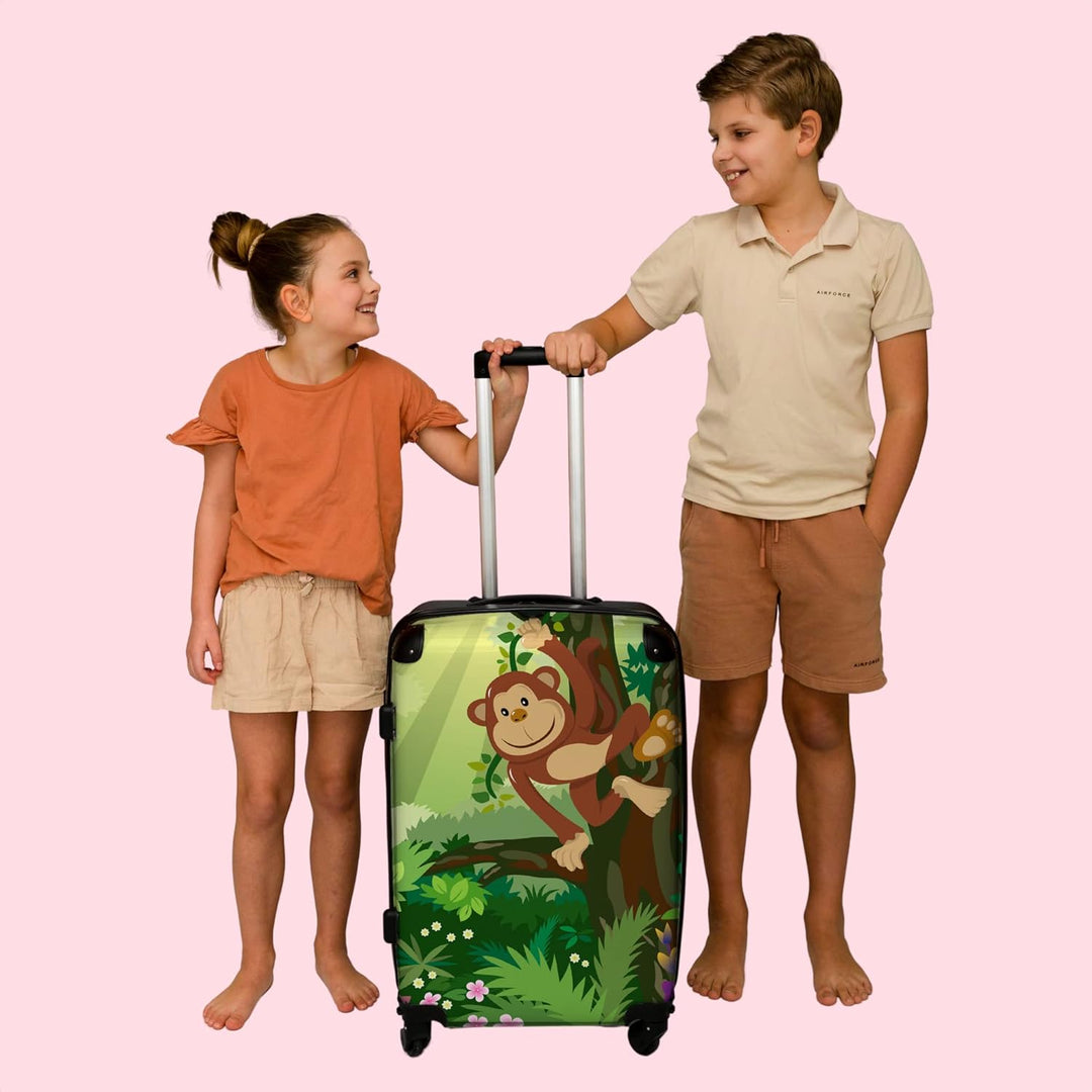 NoBoringSuitcases.com® Koffer gross Trolley Rollkoffer Reisekoffer mit 4 Rollen Fotokoffer - AFFE -