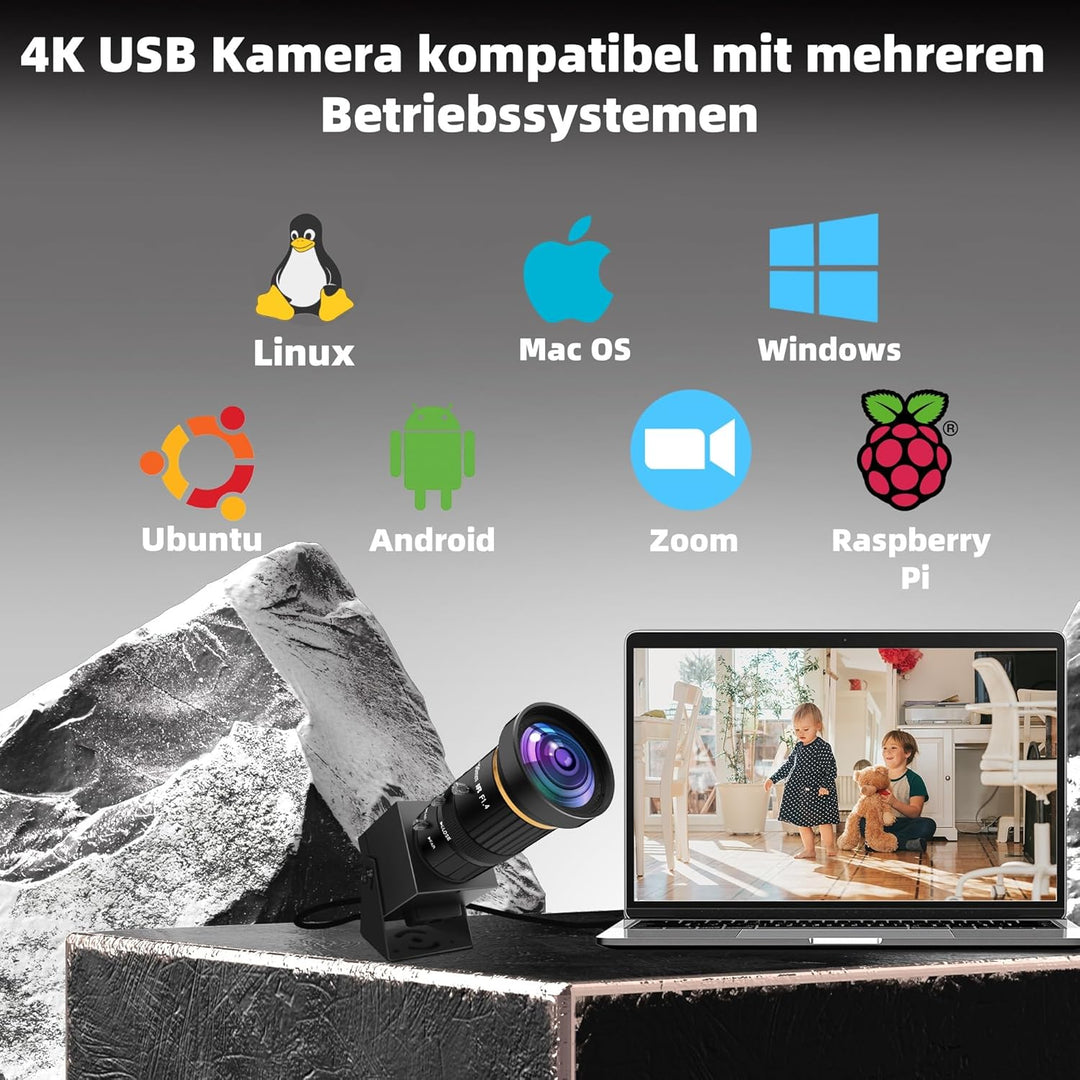 4K Ultra HD HDMI USB Kamera mit 5–50 mm 10-fachem optischem Zoom, Varifokal Objektiv 2160P H.264 H.2